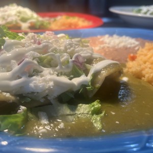 Shrimp enchiladas verdes